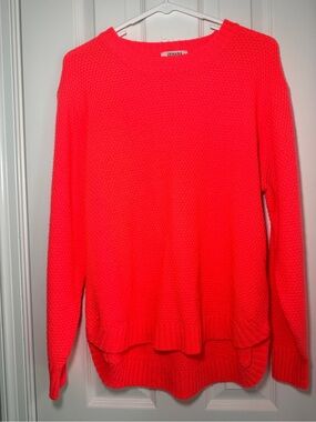 Zenana Outfitters Neon Coral/Pink Crew Neck Sweater